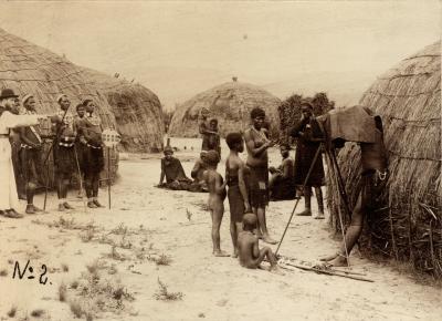 A group of Zulu people and a monk form the German Trappist Mission